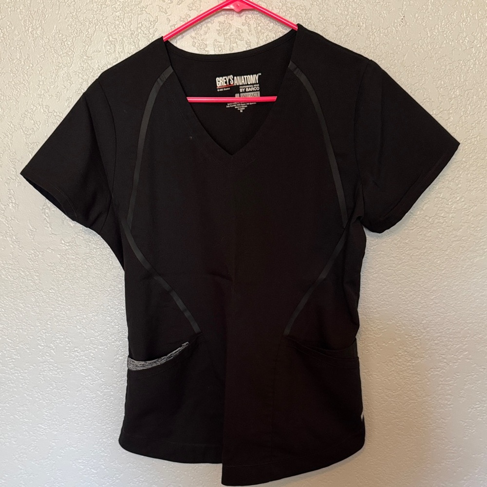 Grey's Anatomy Women's Black V-Neck Scrub Top